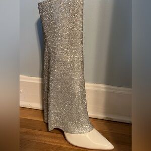 Fashion Nova White Rinestone Boots